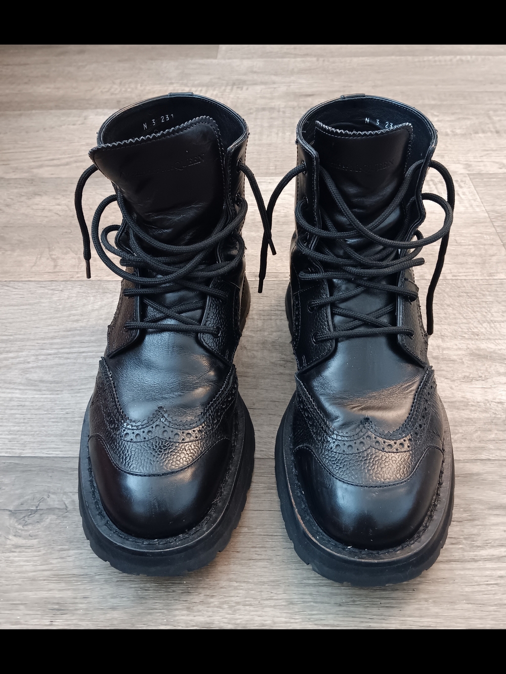 Alexander McQueen Leather Ankle Lace-Up Boots